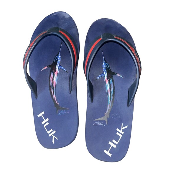 Huk Fishing Flipster Flip Flops Sandals Thongs Mens Size 8 - Picture 2 of 2